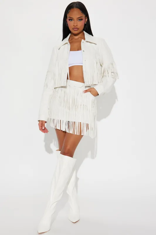 Queen of The Rodeo Fringe Skirt Set - Off White sold by Fashion Nova