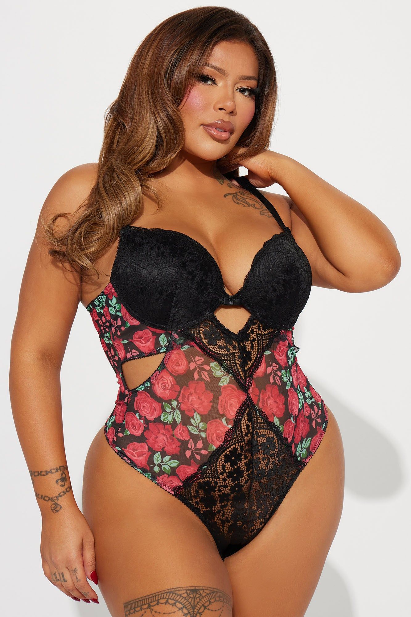 With This Rose Lace Teddy - Black/combo sold by Fashion Nova product image thumbnail 4