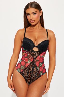 With This Rose Lace Teddy - Black/combo sold by Fashion Nova