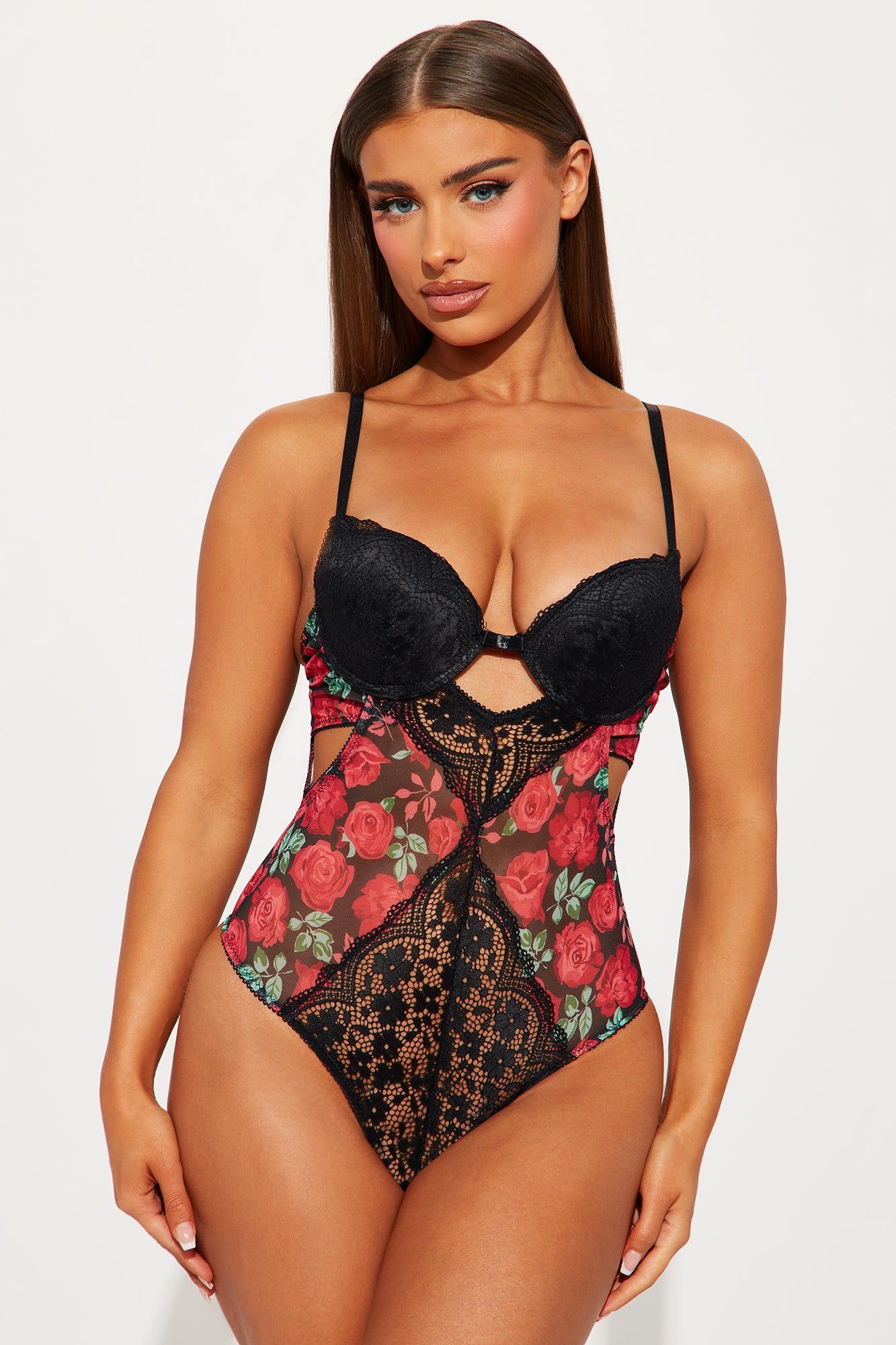 With This Rose Lace Teddy - Black/combo sold by Fashion Nova