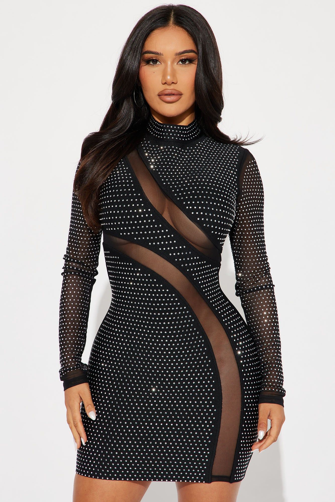 Eliza Embellished Mini Dress - Black sold by Fashion Nova