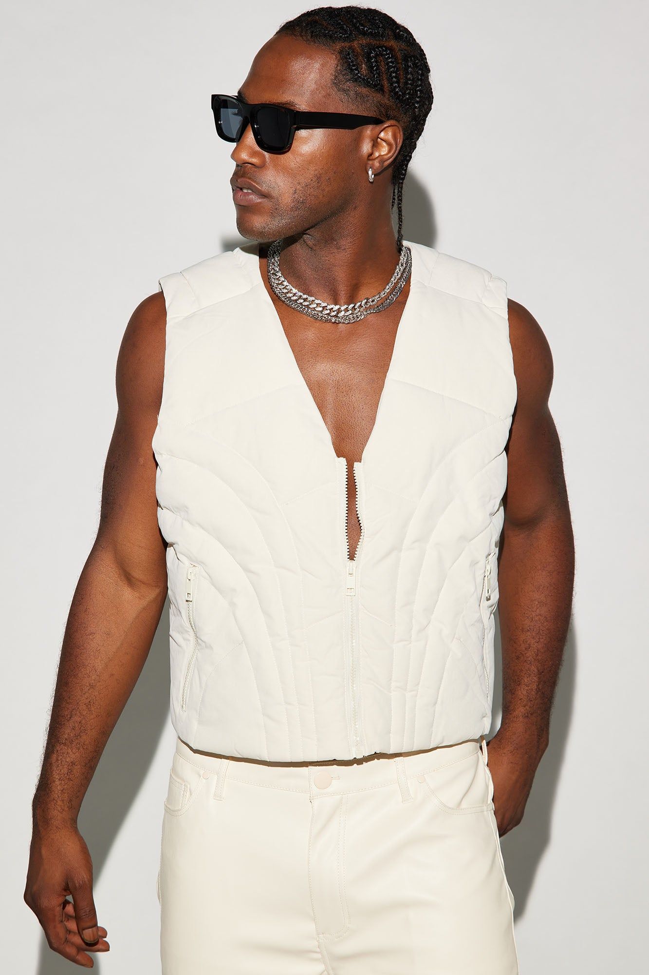 Avalon Ripstop Cropped Tactical Padded Vest - Off White sold by Fashion Nova