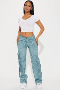 Valerie V-Neck Ribbed Tee - White sold by Fashion Nova