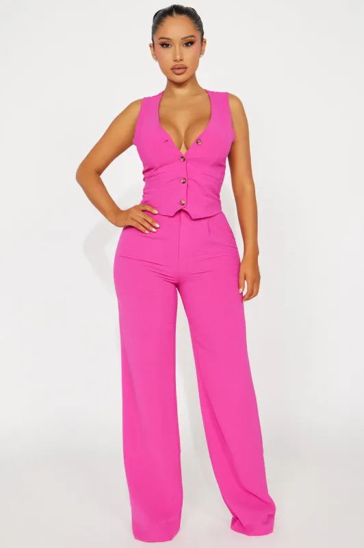 Vanessa Vest Pant Set  - Magenta sold by Fashion Nova