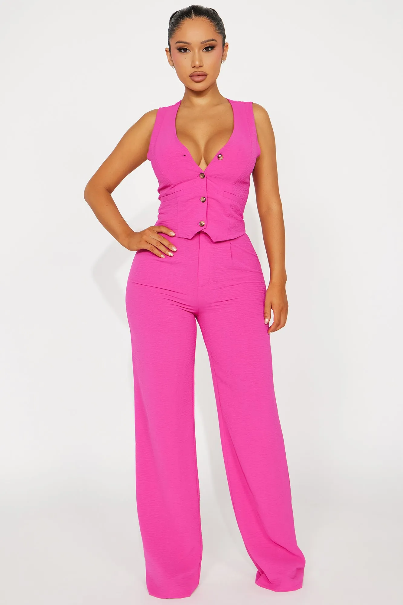 Vanessa Vest Pant Set - Magenta sold by Fashion Nova