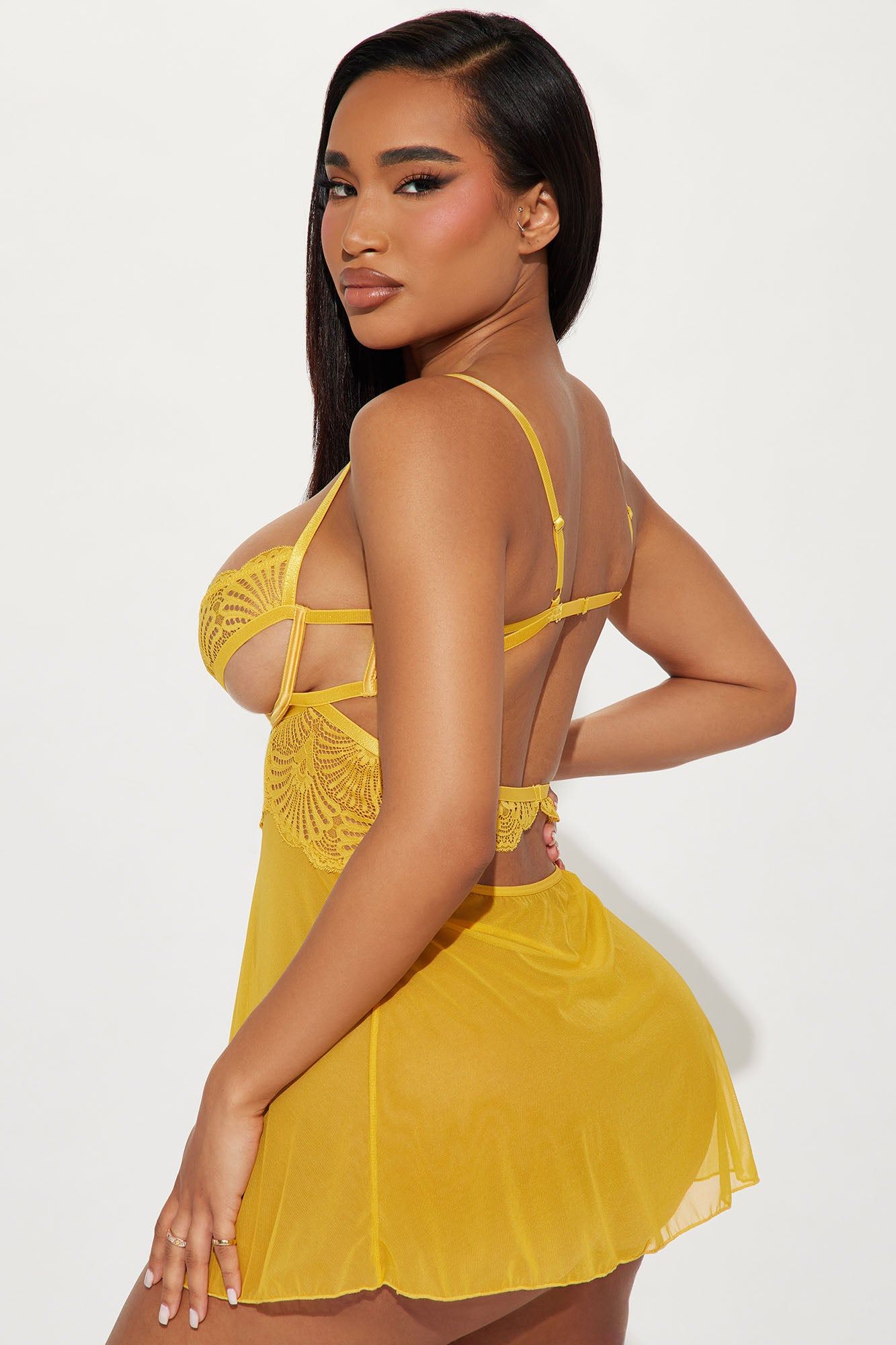 Sneak A Peek Babydoll - Yellow sold by Fashion Nova product image thumbnail 3