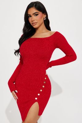 Gracie Sweater Midi Dress - Red sold by Fashion Nova