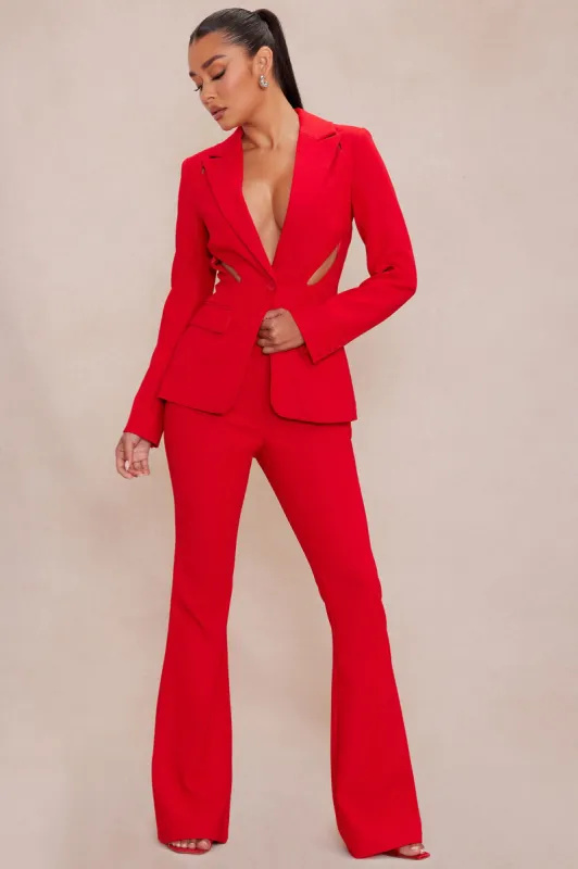 Denise Blazer Suit Set - Red sold by Fashion Nova