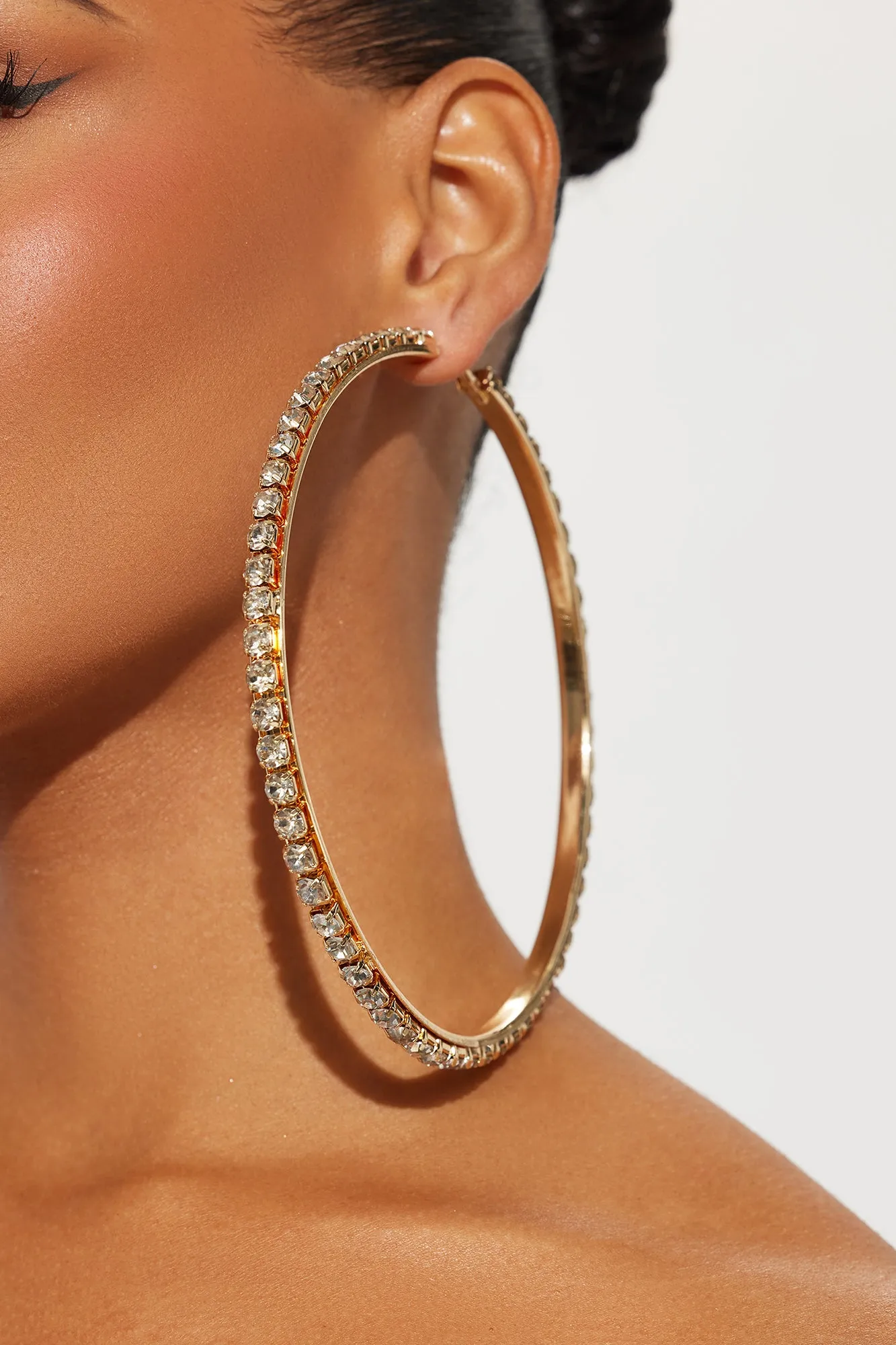 Downtown Club Hoop Earrings - Gold sold by Fashion Nova