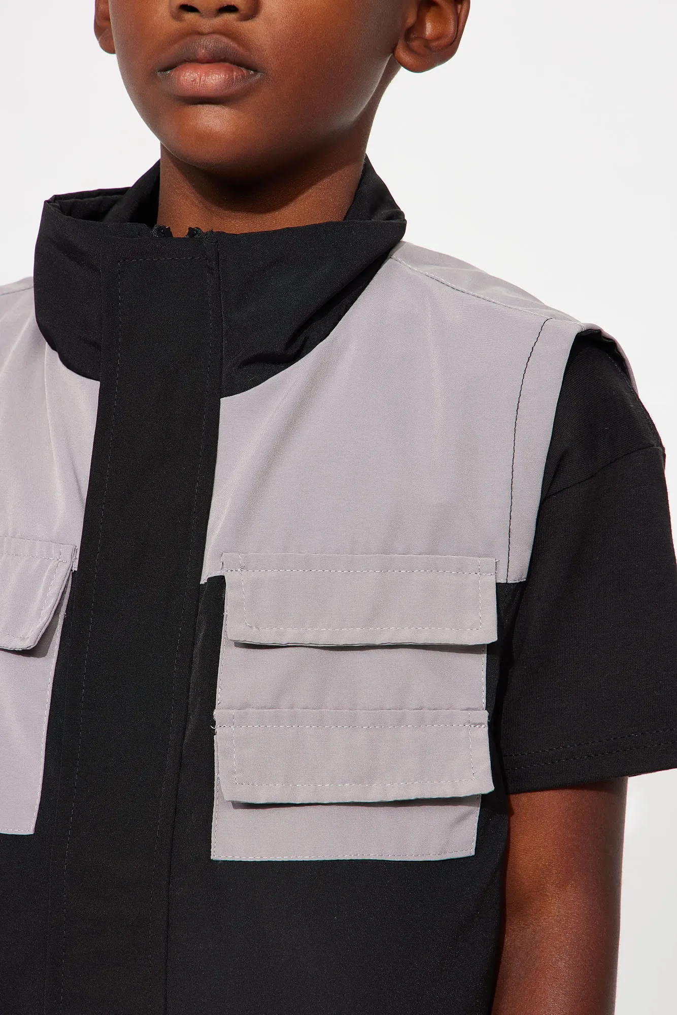 Mini Where I Belong Nylon Vest - Black/Grey sold by Fashion Nova product image thumbnail 3