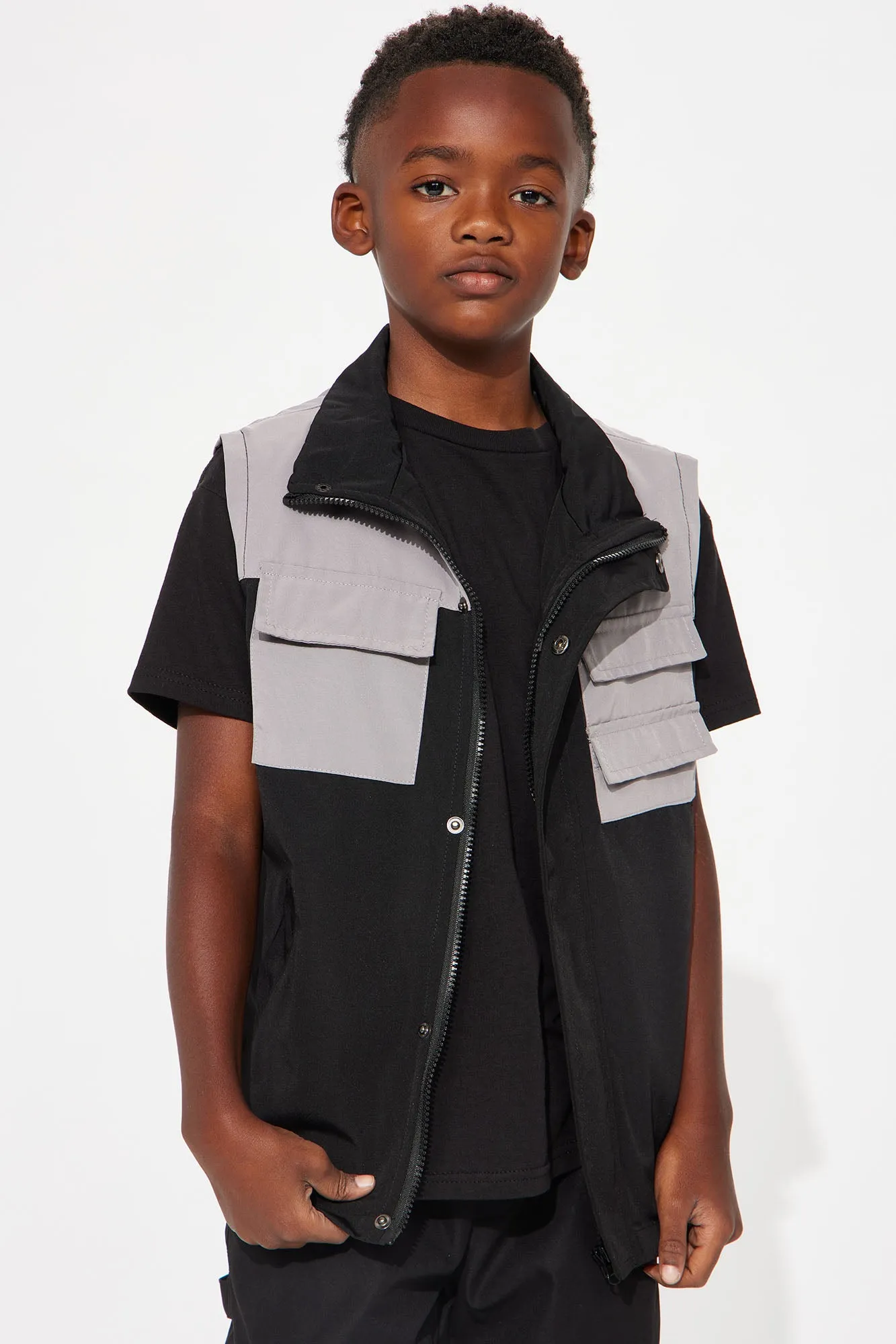 Mini Where I Belong Nylon Vest - Black/Grey sold by Fashion Nova product image thumbnail 2