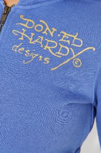 Ed Hardy Lotus Love Zip Front Hoodie - Blue sold by Fashion Nova