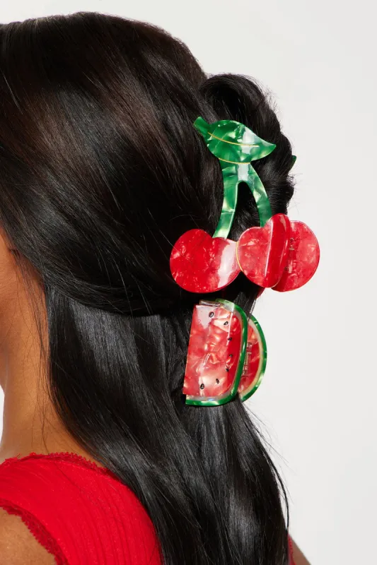 Fun And Fruity 2 Piece Claw Clip Set - Red/combo sold by Fashion Nova