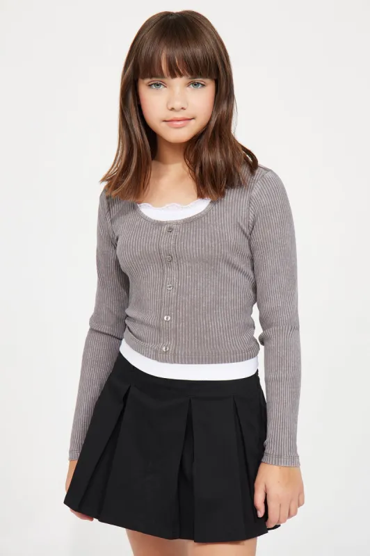 Mini Amazing Two-Fer Top - Charcoal sold by Fashion Nova