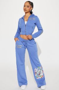 Ed Hardy Lotus Love Zip Front Hoodie - Blue sold by Fashion Nova