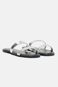 Straight Forward Flat Sandals - Silver sold by Fashion Nova