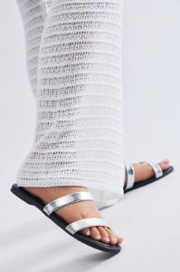 Straight Forward Flat Sandals - Silver sold by Fashion Nova