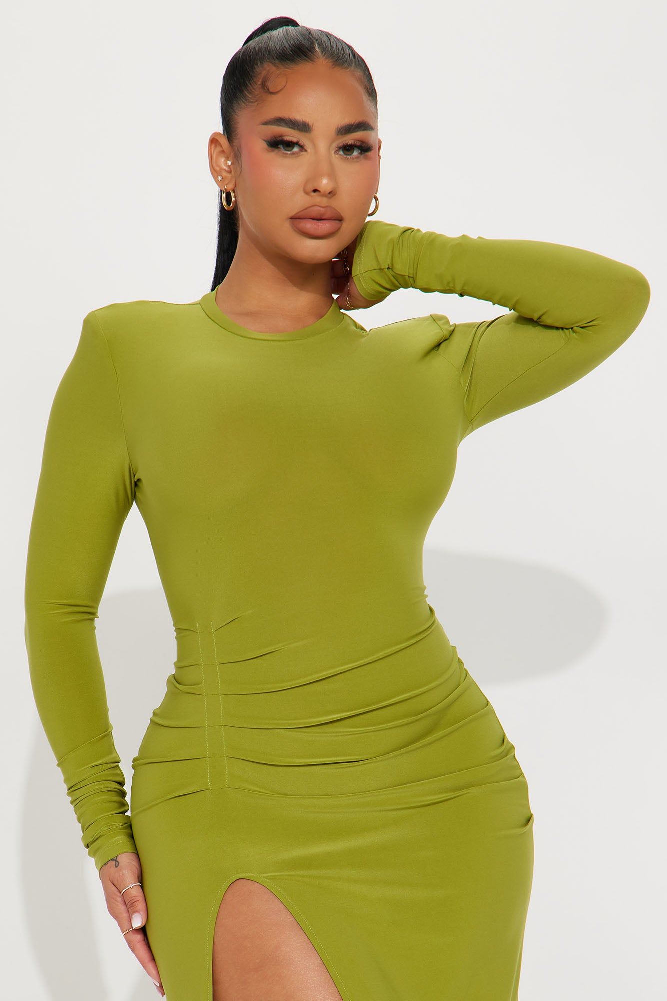 Ophelia Ruched Maxi Dress - Chartreuse sold by Fashion Nova product image thumbnail 2
