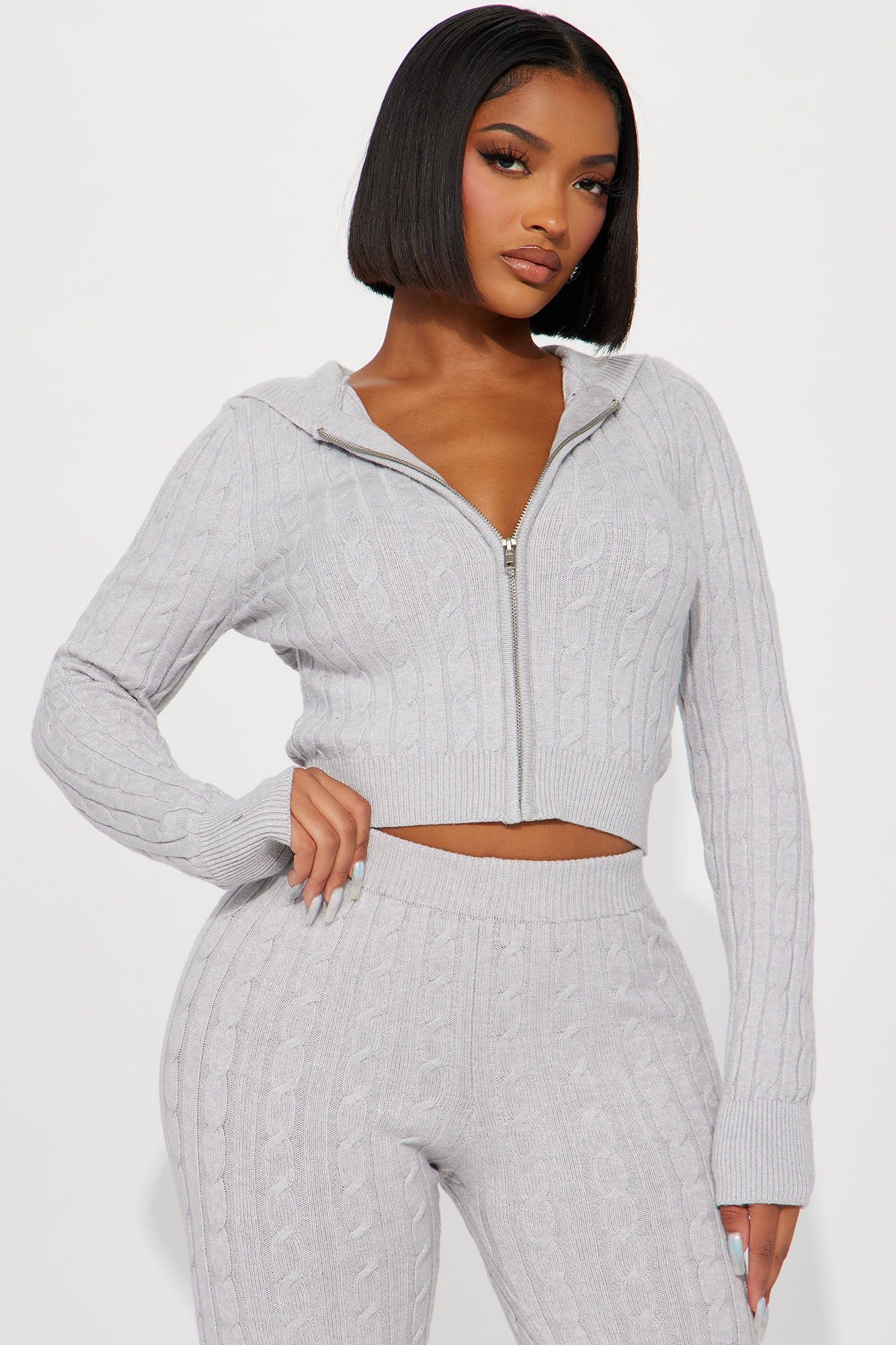 Rylee Sweater Legging Set - Heather Grey sold by Fashion Nova product image thumbnail 2