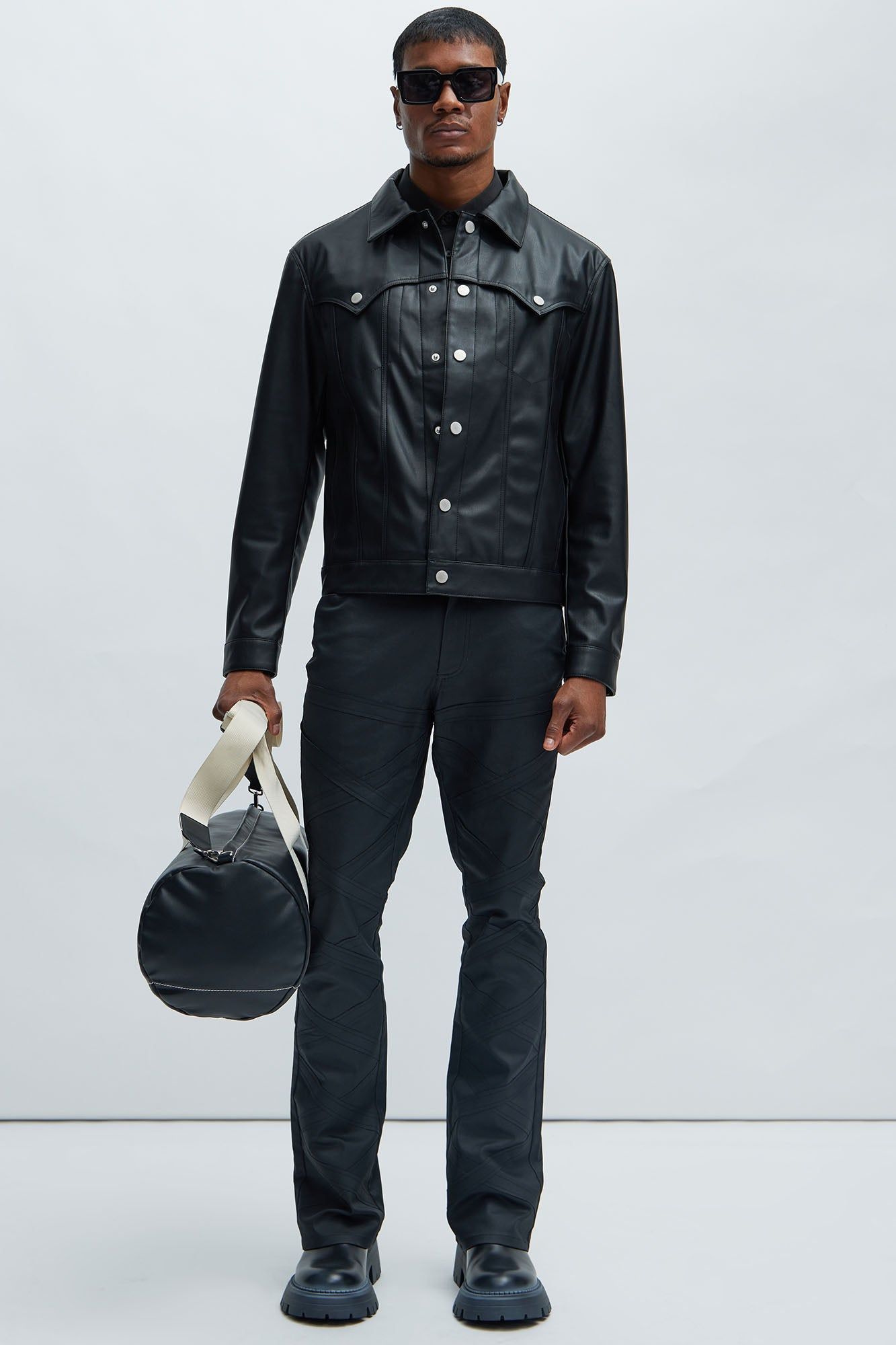 Logical Faux Leather Trucker Jacket - Black sold by Fashion Nova product image thumbnail 2