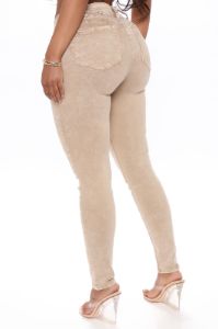 Karina Acid Wash Skinny Jeans - Beige sold by Fashion Nova