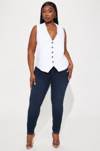 Business Casual Linen Vest Top - White sold by Fashion Nova