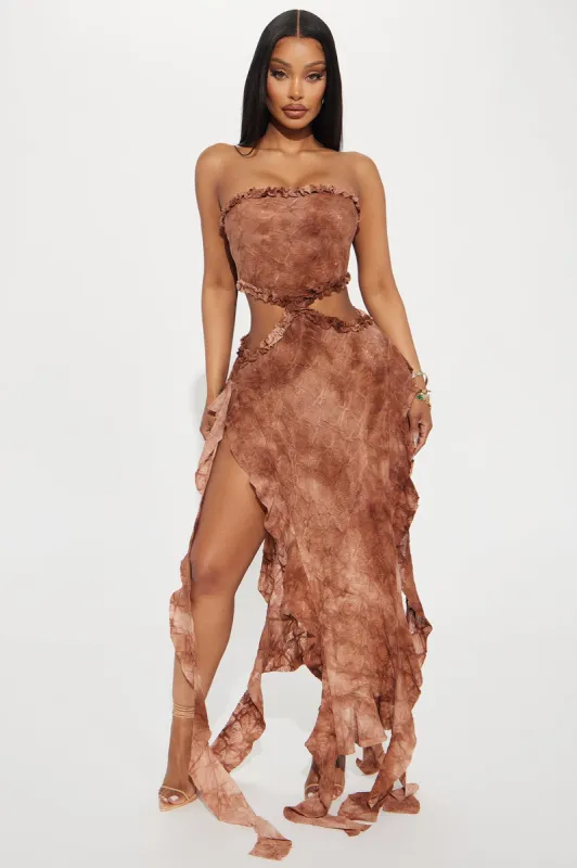 Washed Up Textured Maxi Dress - Mocha sold by Fashion Nova