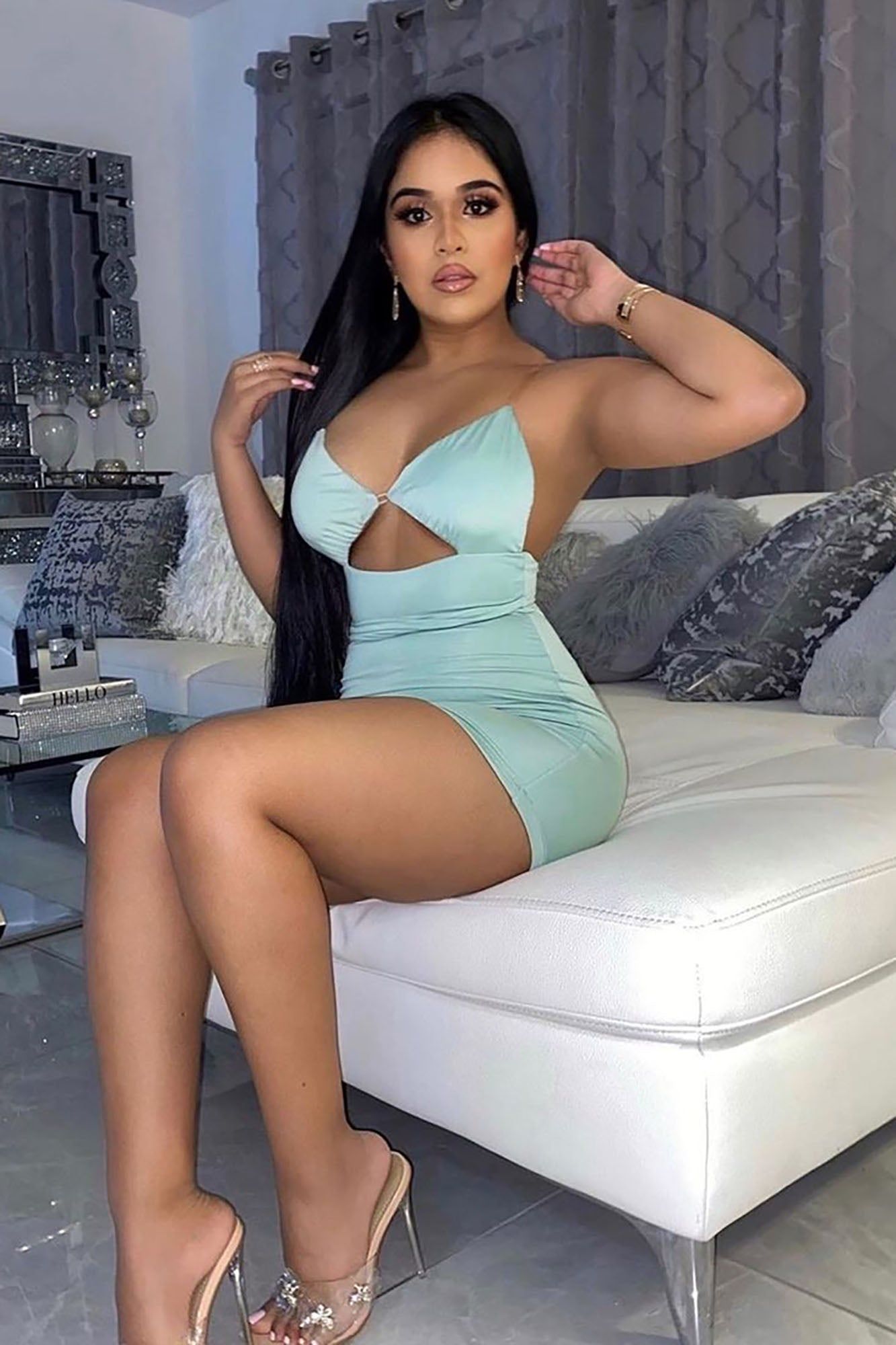 To Be Clear Mini Dress - Sage sold by Fashion Nova