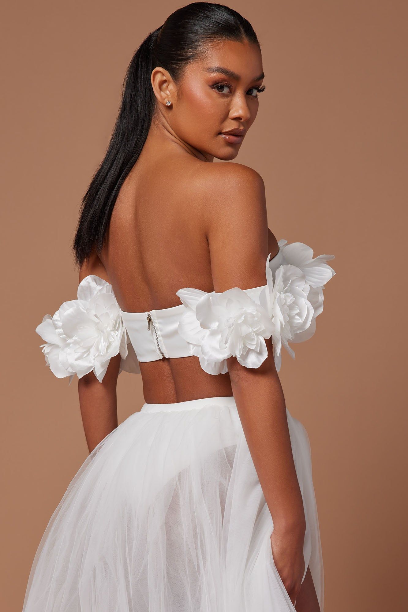 Farah Flower Cropped Top - White sold by Fashion Nova product image thumbnail 4