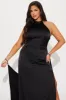 Living Lux Satin Maxi Dress - Black sold by Fashion Nova