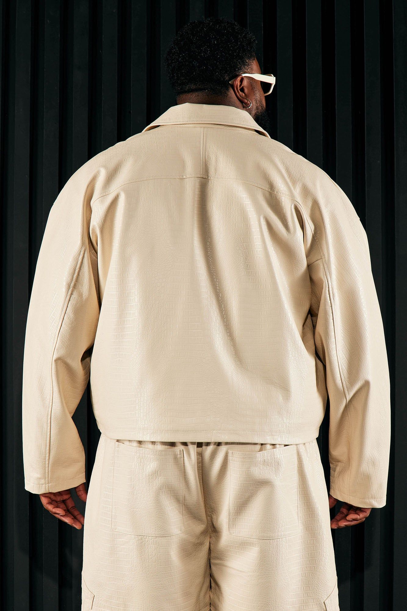 Gotta Run Faux Croc Leather Cropped Jacket - Cream sold by Fashion Nova product image thumbnail 6