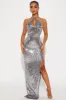 Lavish Life Backless Sequin Gown - Silver sold by Fashion Nova