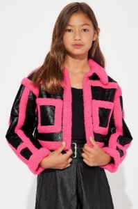 Mini Material Girl Shearling Jacket - Hot Pink/combo sold by Fashion Nova