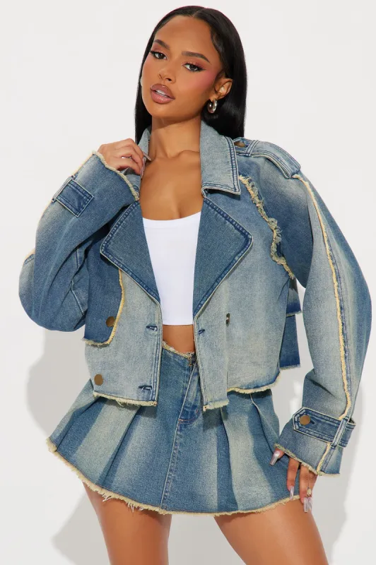Lira Tinted Cropped Denim Trench Coat - Vintage Wash sold by Fashion Nova
