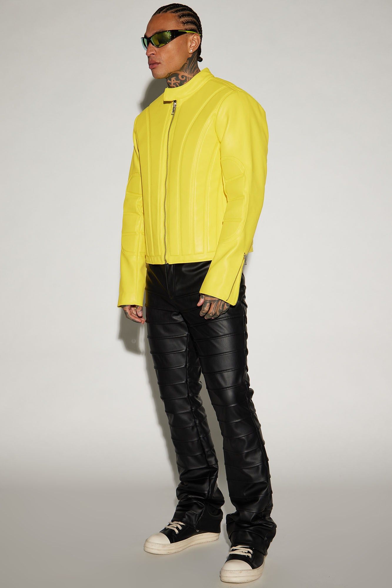 Stanton Faux Leather Moto Jacket - Yellow | Parallel