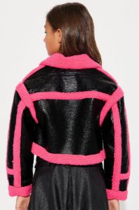 Mini Material Girl Shearling Jacket - Hot Pink/combo sold by Fashion Nova