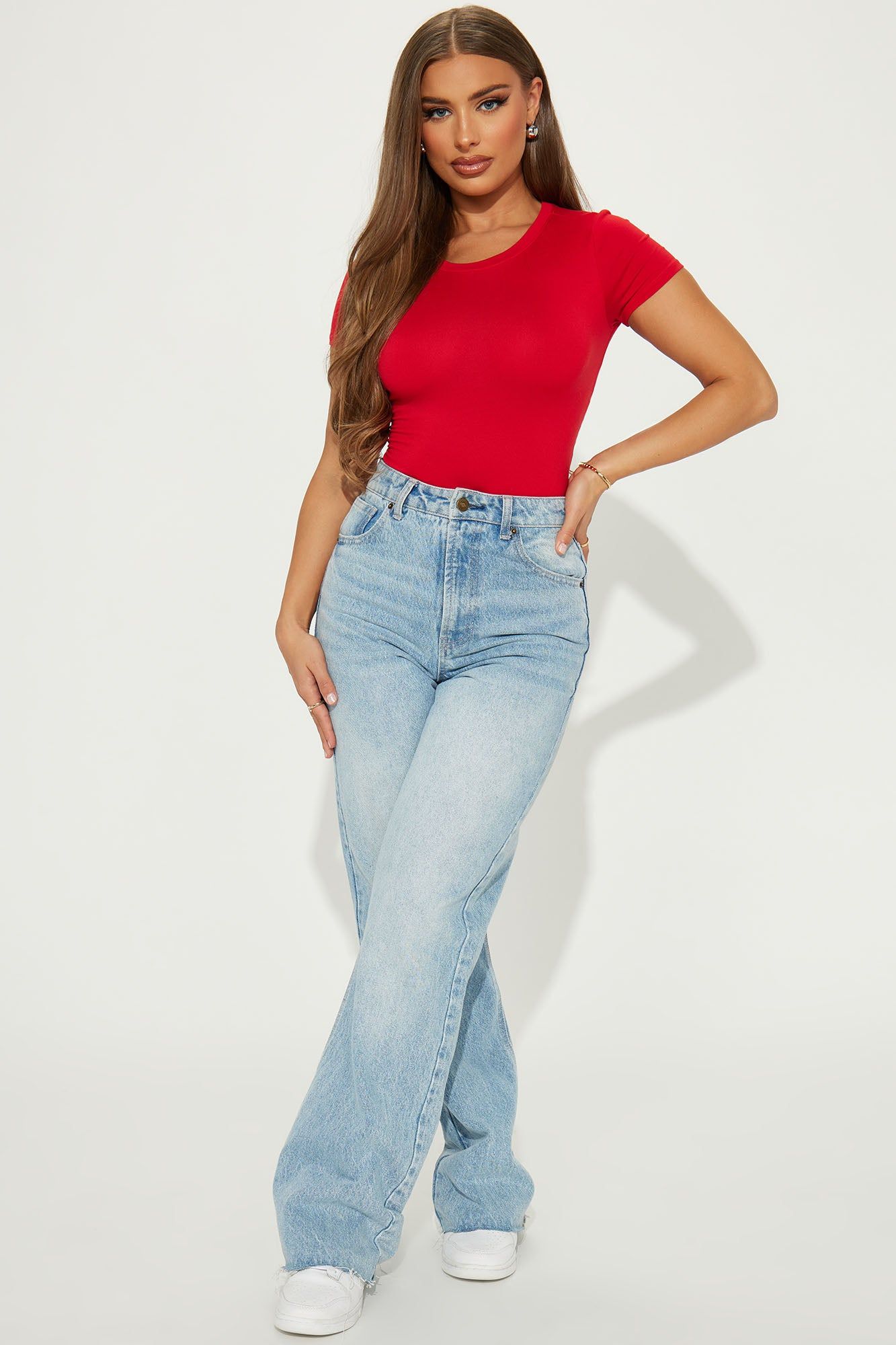 Kellie Crew Neck Bodysuit - Red sold by Fashion Nova product image thumbnail 3