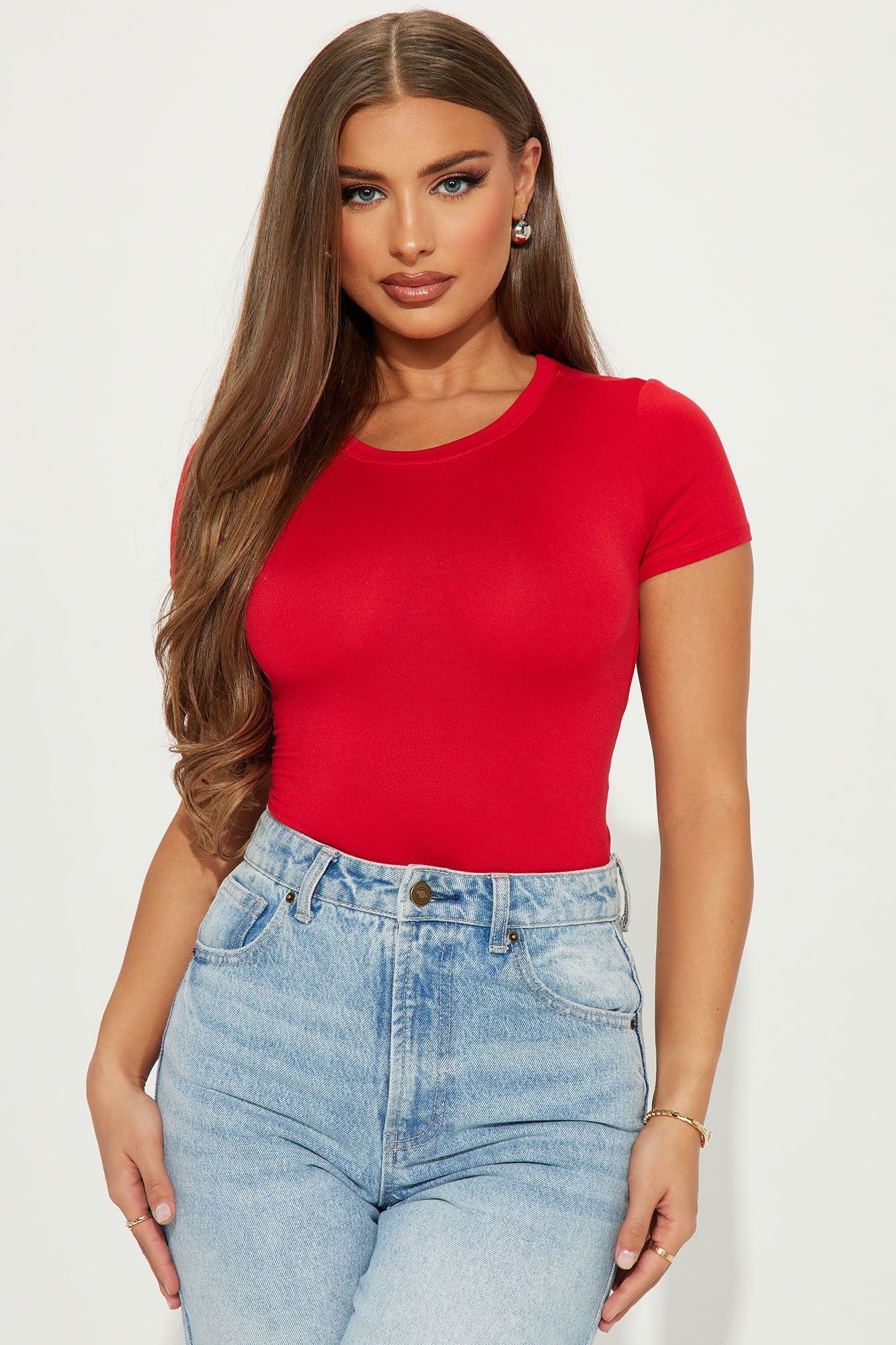 Kellie Crew Neck Bodysuit - Red sold by Fashion Nova product image thumbnail 2