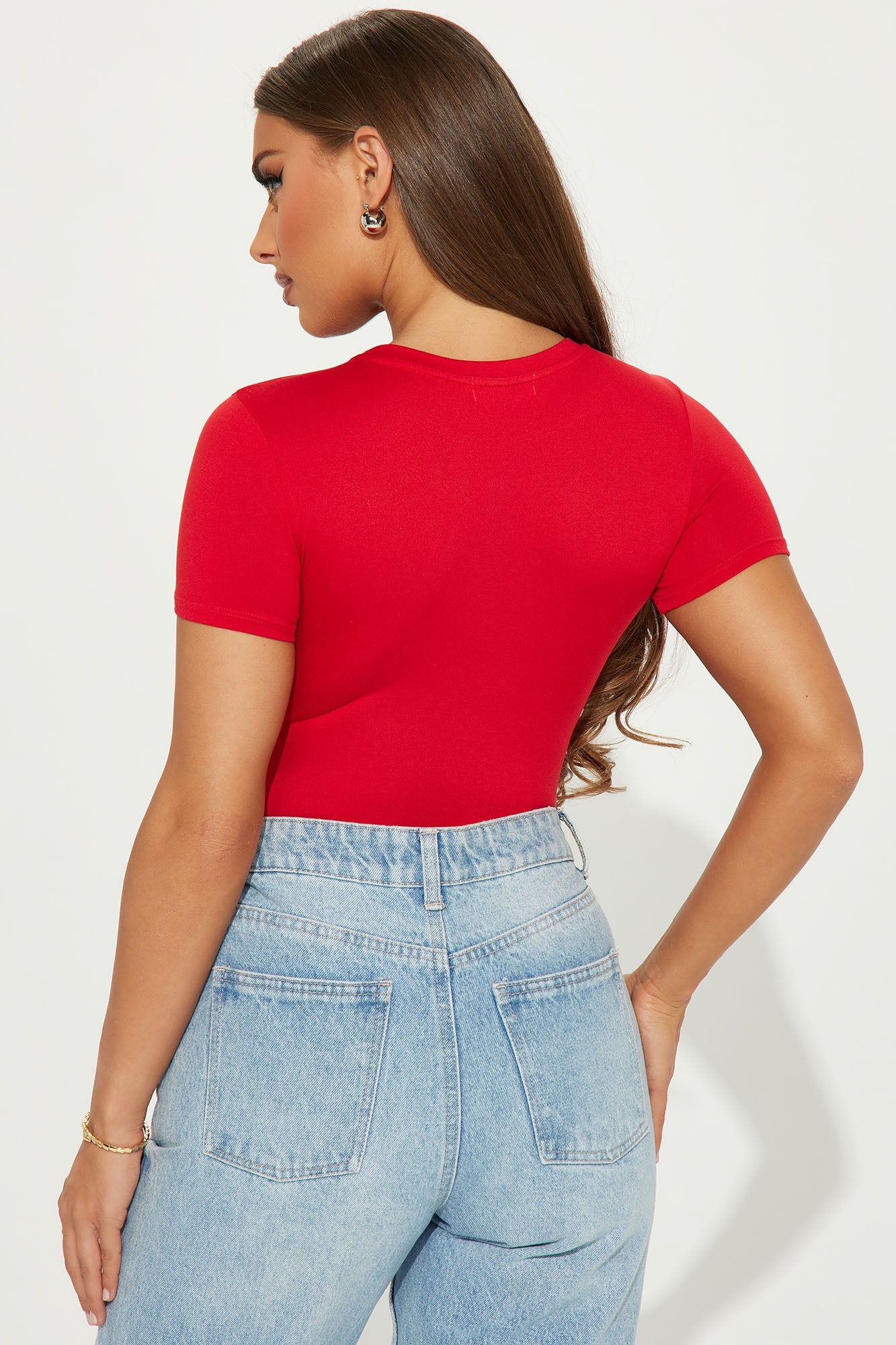 Kellie Crew Neck Bodysuit - Red sold by Fashion Nova product image thumbnail 4
