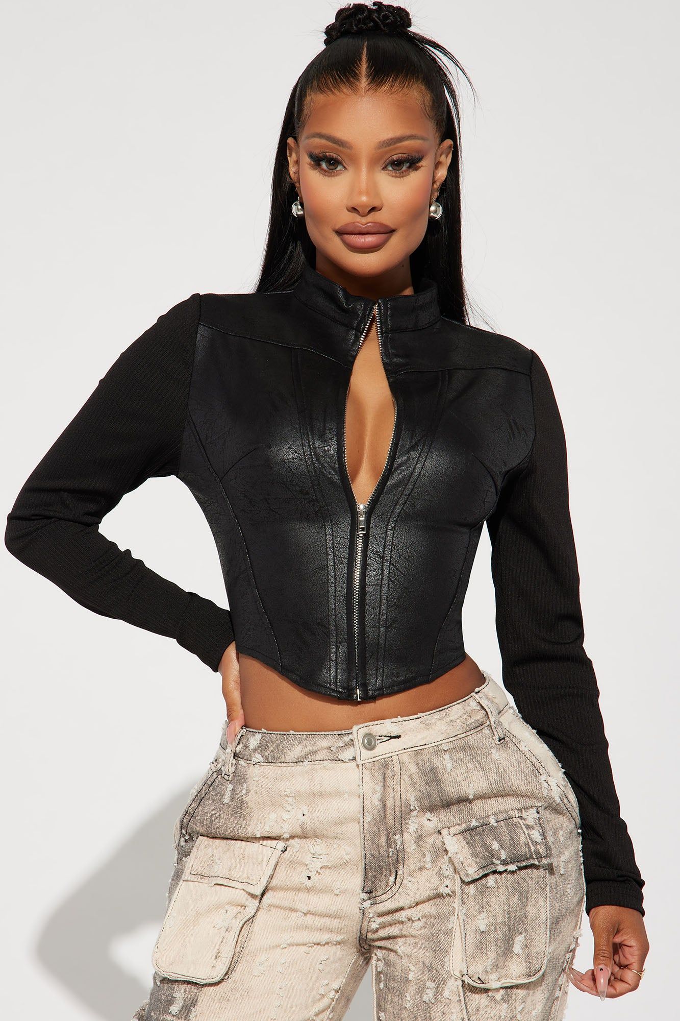 Street Star Faux Suede Top - Black sold by Fashion Nova