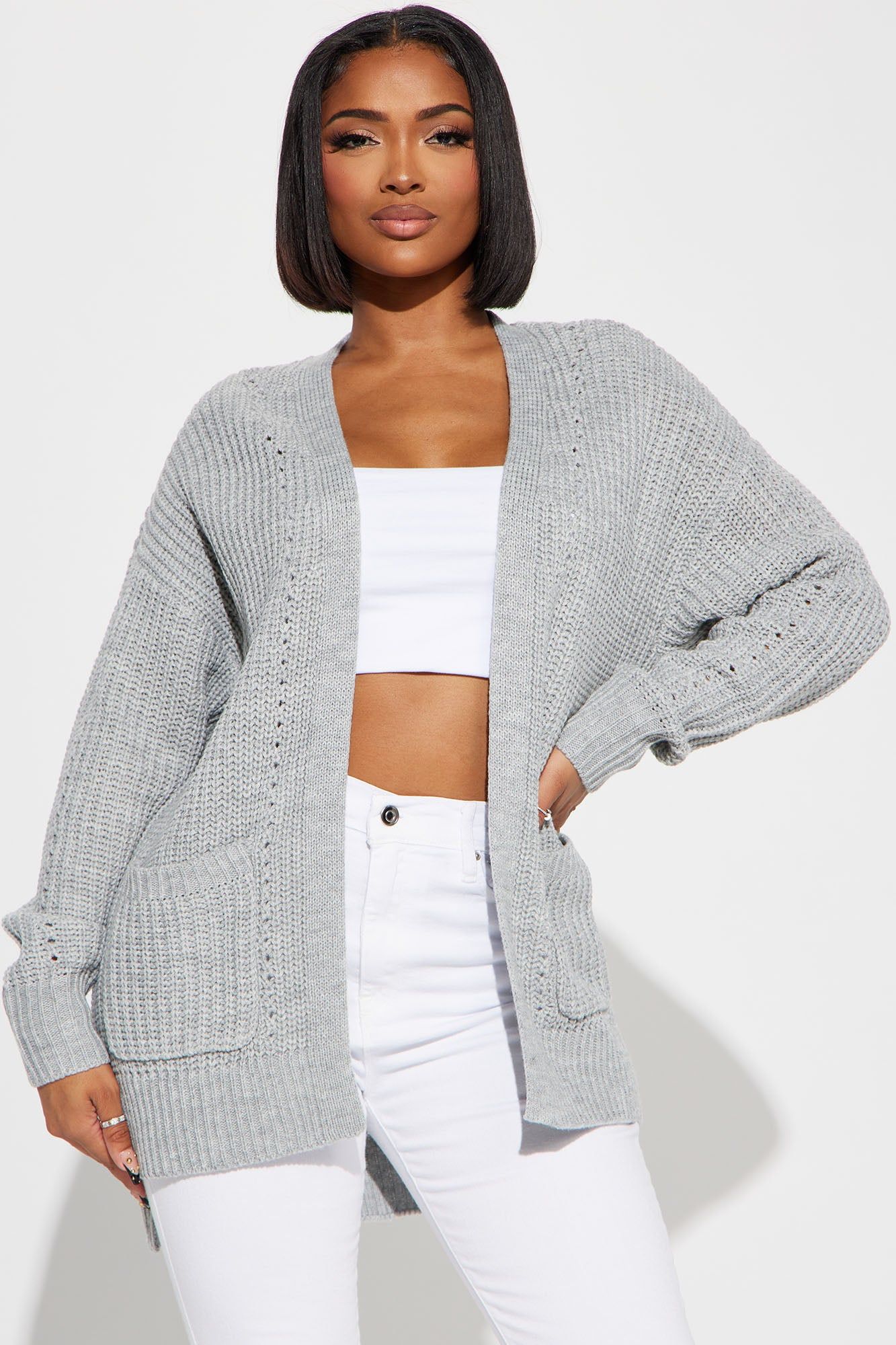 Always Stayin' Close Cardigan - Heather Grey sold by Fashion Nova