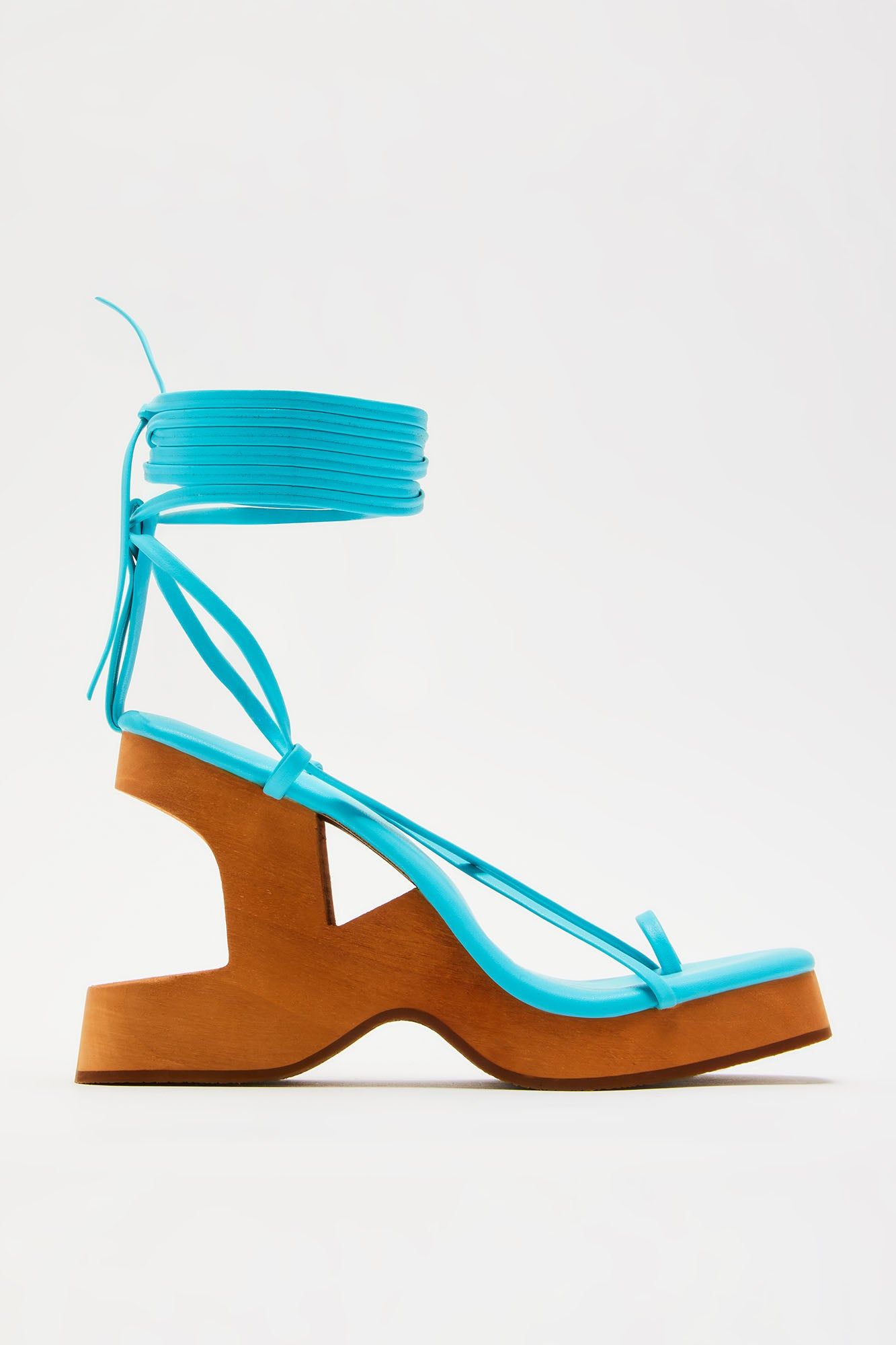 Best Vibes Platform Wrap Up Heels - Turquoise sold by Fashion Nova product image thumbnail 4