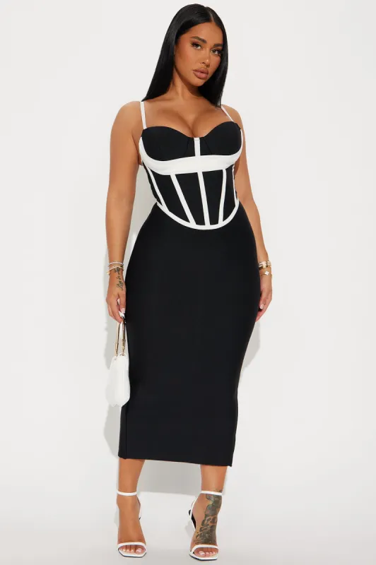 Linda Bandage Midi Dress - Black/White sold by Fashion Nova