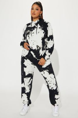 Unbothered Fleece Jogger Set - Black/combo sold by Fashion Nova