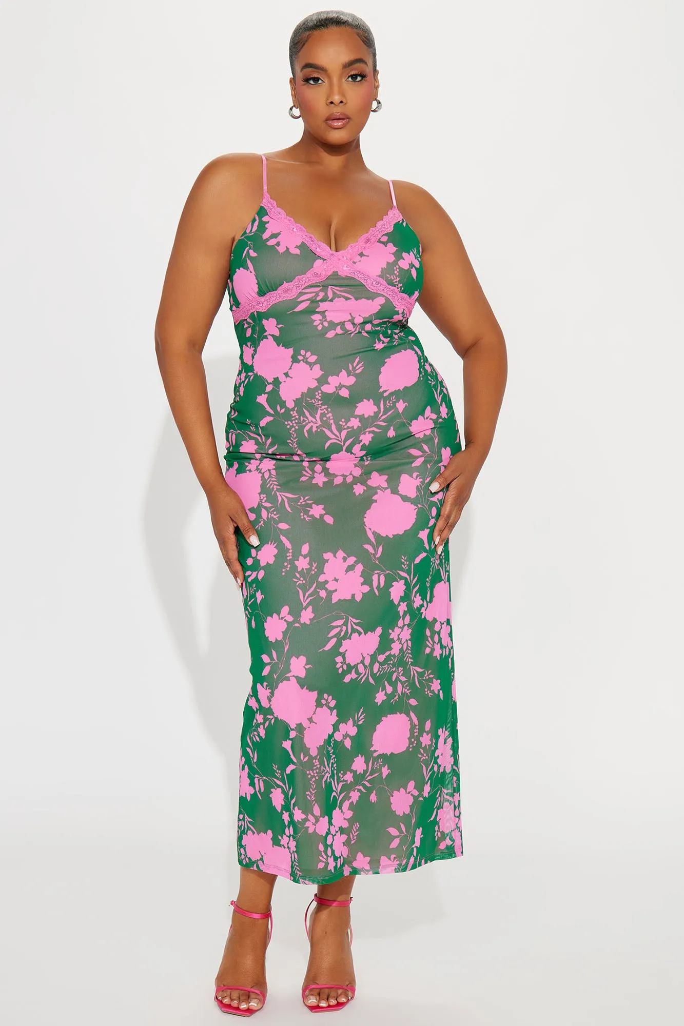 Charlie Floral Mesh Maxi - Green/combo sold by Fashion Nova product image thumbnail 4