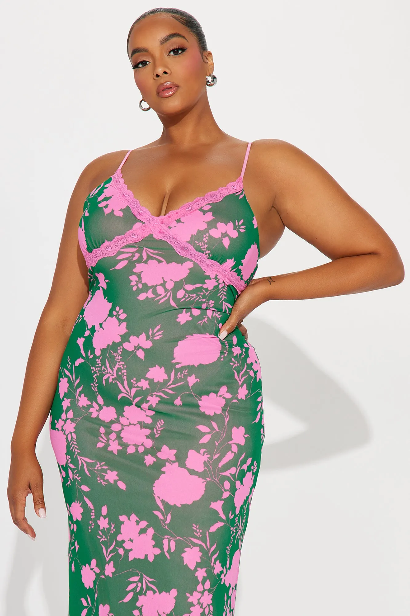 Charlie Floral Mesh Maxi - Green/combo sold by Fashion Nova product image thumbnail 5