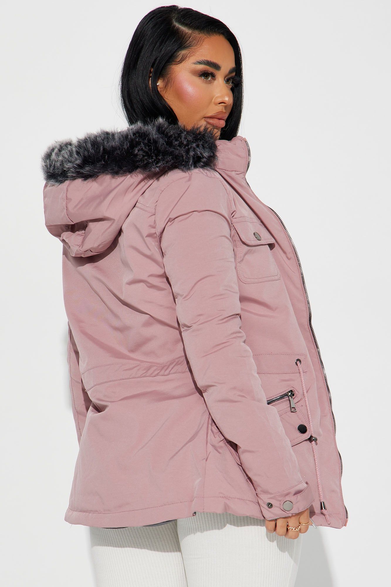 Anabelle Reversible Long Puffer Jacket - Mauve/combo sold by Fashion Nova product image thumbnail 3