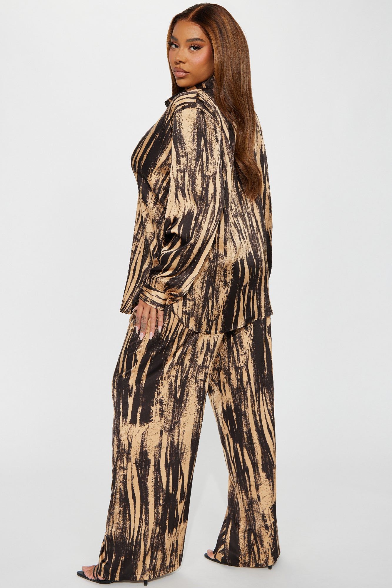 Say Something Satin Pant Set - Mocha/combo sold by Fashion Nova product image thumbnail 6