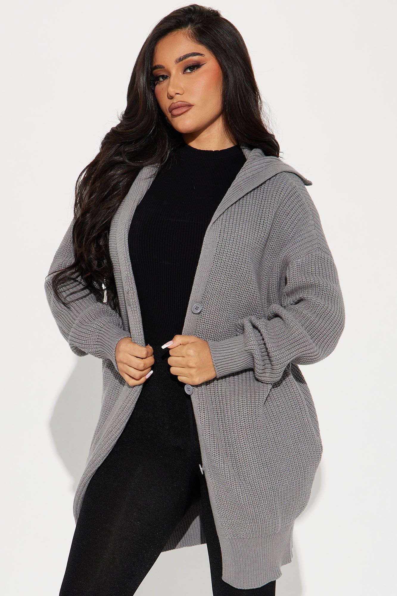 Aura Cardigan - Heather Grey sold by Fashion Nova