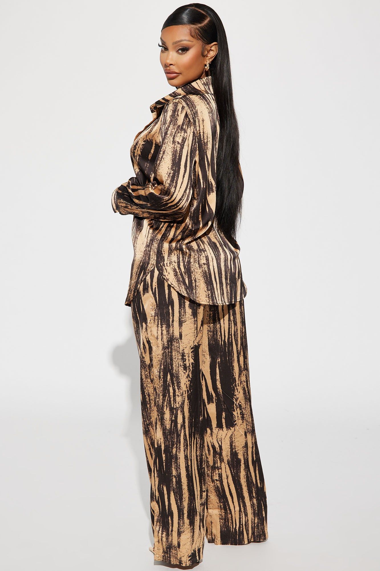 Say Something Satin Pant Set - Mocha/combo sold by Fashion Nova product image thumbnail 3